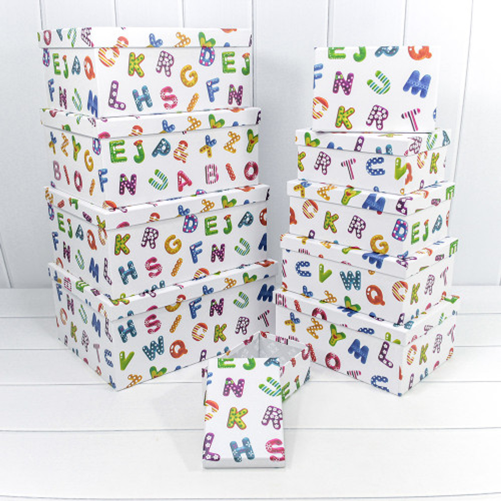 Коробка 34х26х15.3 см Набор 10 шт "Буквы" (Белый)