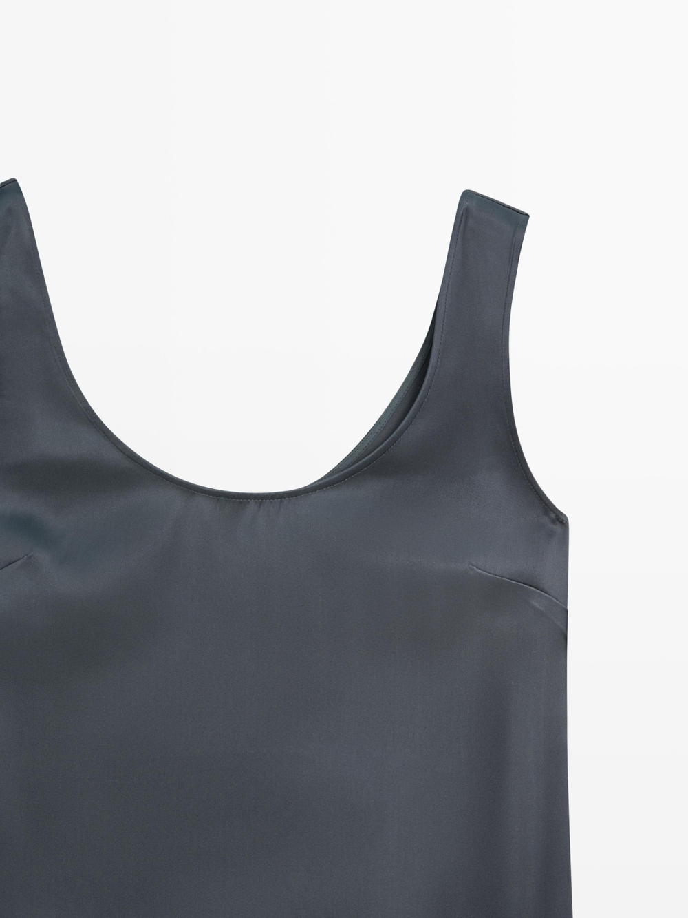 Massimo Dutti Короткое платье из струящегося атласа, темно-синий