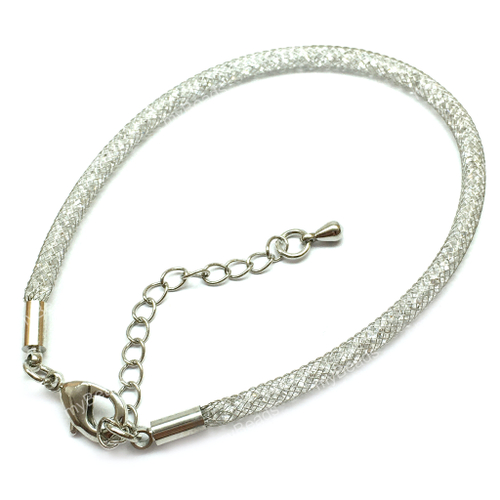 Основа для браслета д.16 со стразами и удлинительной цепочкой, родий