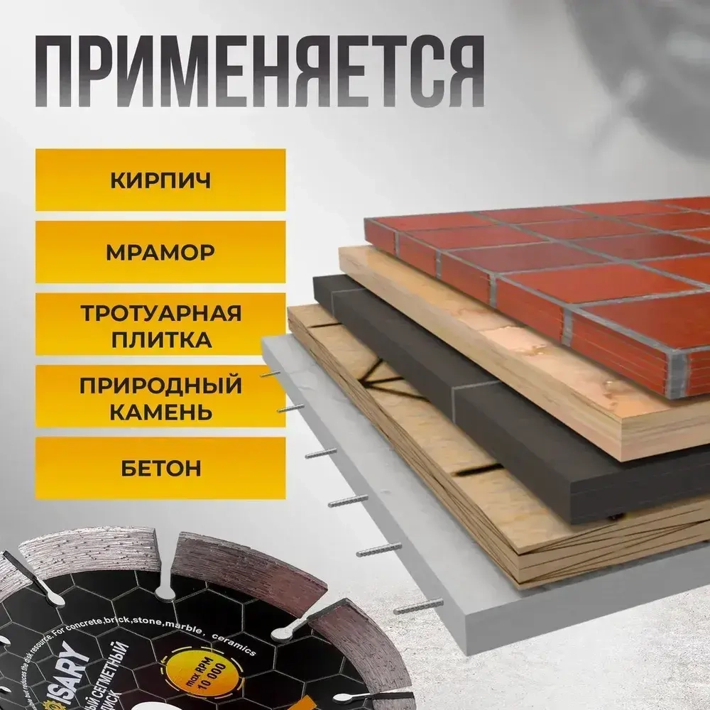 Алмазный сегментный диск 150 мм по бетону для болгарки (УШМ), для сухой резки, усиленные сегменты, посадка 22.23 мм, подходит для кирпича и камня