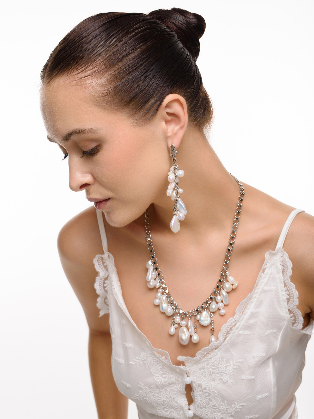 Серьги "Pearl cluster" Silver