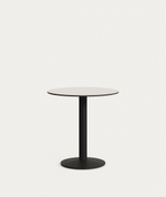 Esilda Садовый круглый стол белый на черном металлическом основании Ø 70x70