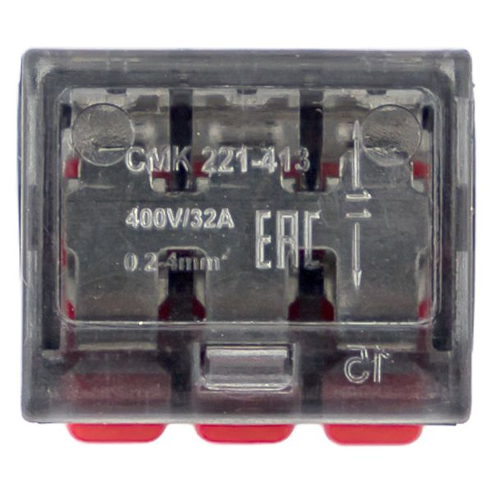 Клемма СМК 221-413 с рычагом 3 отверстия 0.2-4.0 мм2 блистер (20 шт.) EKF PROxima