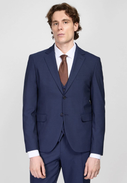 Мужской костюм тройка в клетку (синий) В78