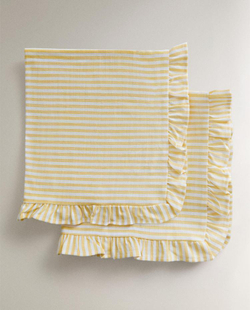 ZARA HOME ХЛОПКОВЫЕ САЛФЕТКИ С ВОЛАНАМИ (2 ШТ.), ЖЕЛТЫЙ