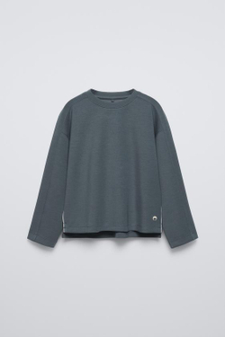 ZARA ФУТБОЛКА ИЗ МОДАЛА В РУБЧИК, АНТРАЦИТОВО-СЕРЫЙ