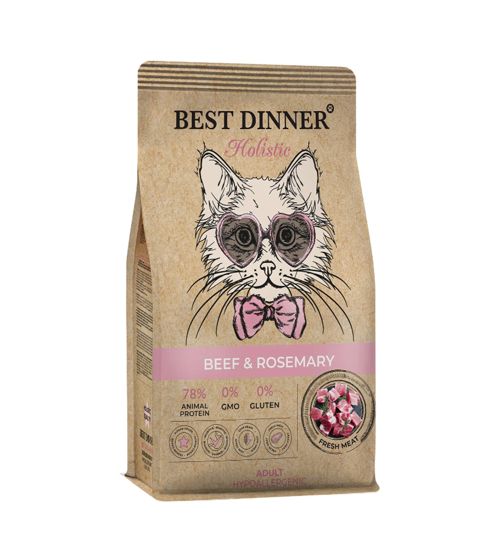 Сухой корм Best Dinner, для стерилизов. кошек с проблемами с пищеварением,говядина/размарин 1,5 кг