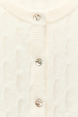 ZARA КАРДИГАН ИЗ СМЕСОВОЙ ШЕРСТИ С ВОЛНИСТЫМ УЗОРОМ, ЭКРЮ