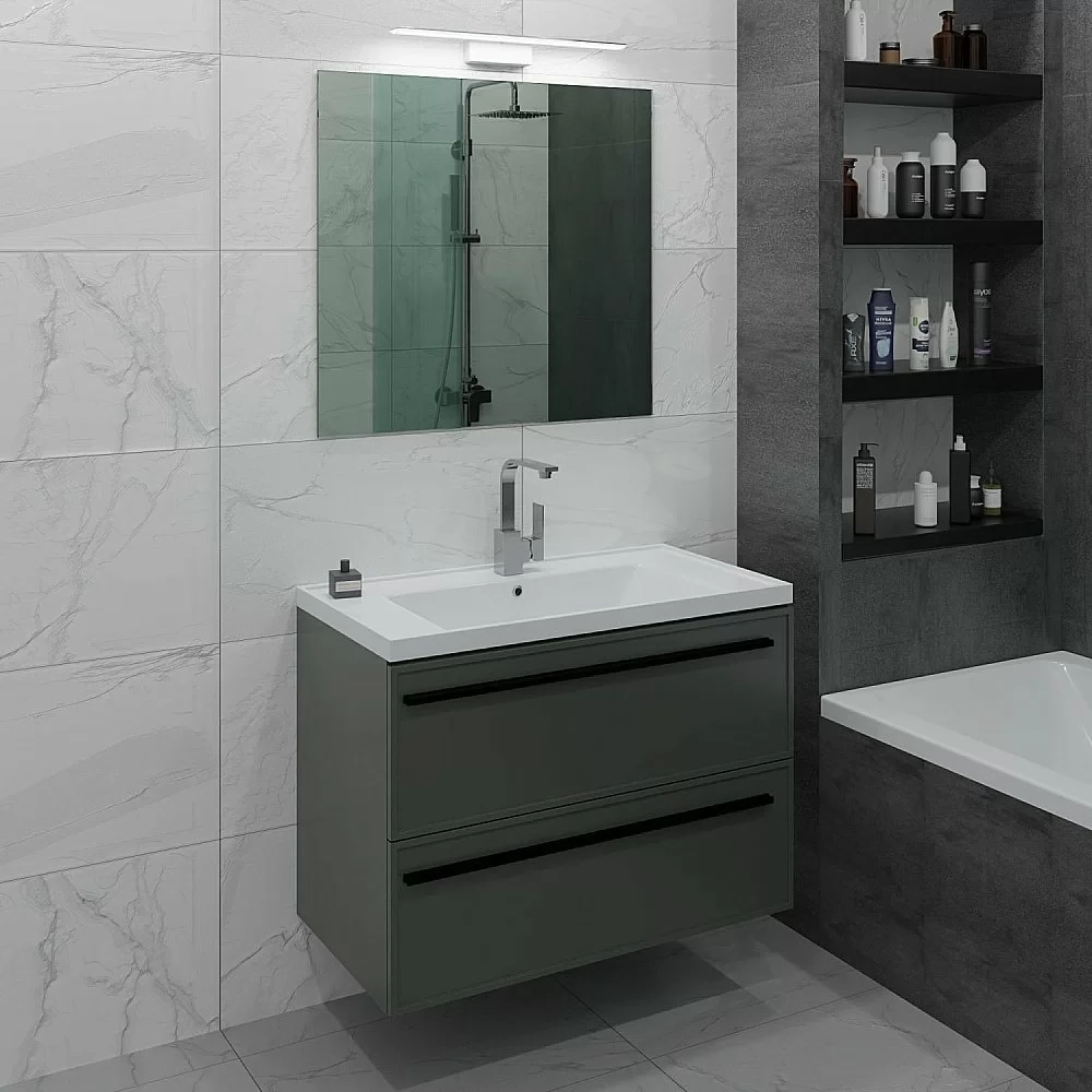 Тумба с раковиной LA FENICE Elba Grigio TWIN 100 серая