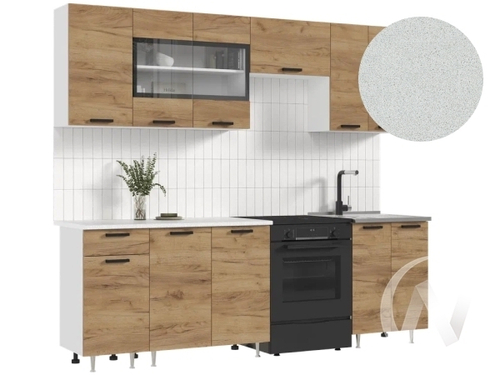 ЛДСП Кухня Рио NEW 2;4м (белый/дуб крафт/антарес)