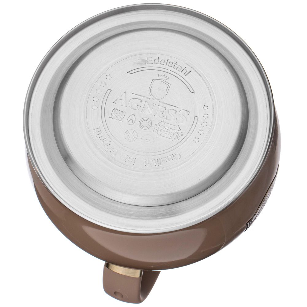 ЧАЙНИК AGNESS СО СВИСТКОМ, 3Л, СТАЛЬ 18/10, С ИНДУКЦИОН. КАПСУЛЬНЫМ ДНОМ, ЦВЕТ: ШОКОЛАД