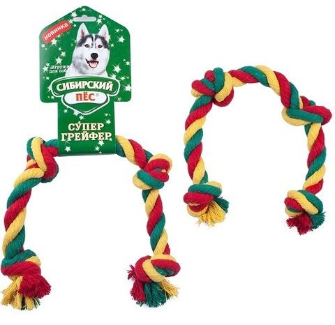 "Сибирский пес" Игрушка для собак Грейфер цветная веревка 4 узла (Размер: 10/350 мм)