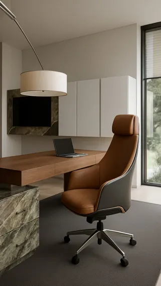 Офисное кресло Pema, натуральная коричневая кожа