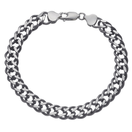 Браслет из серебра/Ромб двойной/Чернение