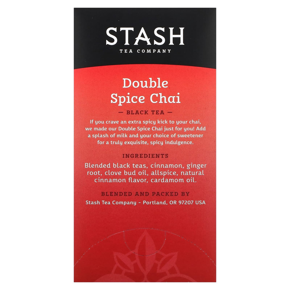 Stash Tea, Black Tea, Чай с двумя специями, 18 чайных пакетиков, 1,1 унции (33 г)