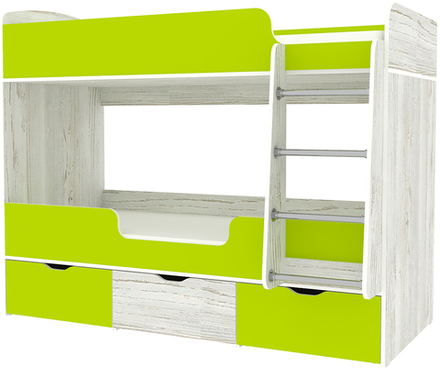 Кровать двухъярусная КарИВи Малыш Двойняшка 80х180 Винтерберг Лайм