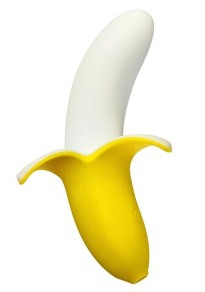 Оригинальный мини-вибратор в форме банана Mini Banana - 13 см. (Цвет: белый с желтым)