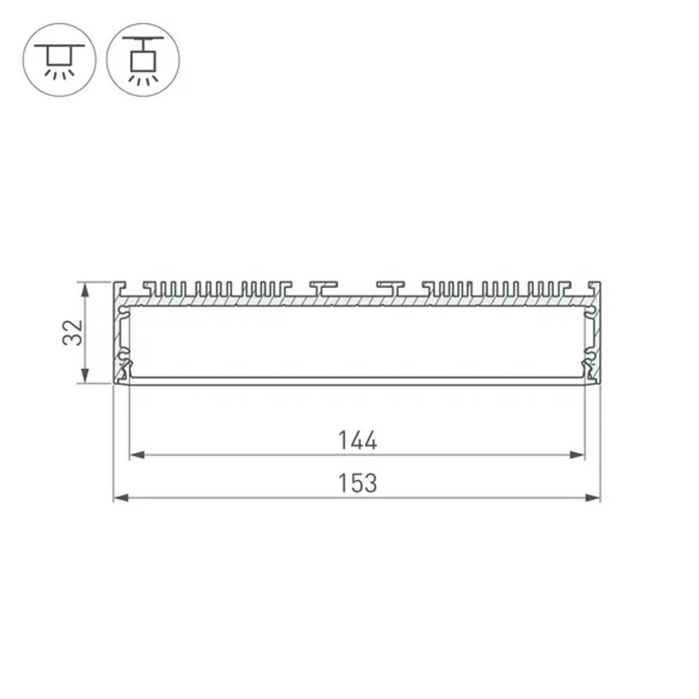 Профиль ARH-POWER-W150-2000 ANOD (Arlight, Алюминий) 036368