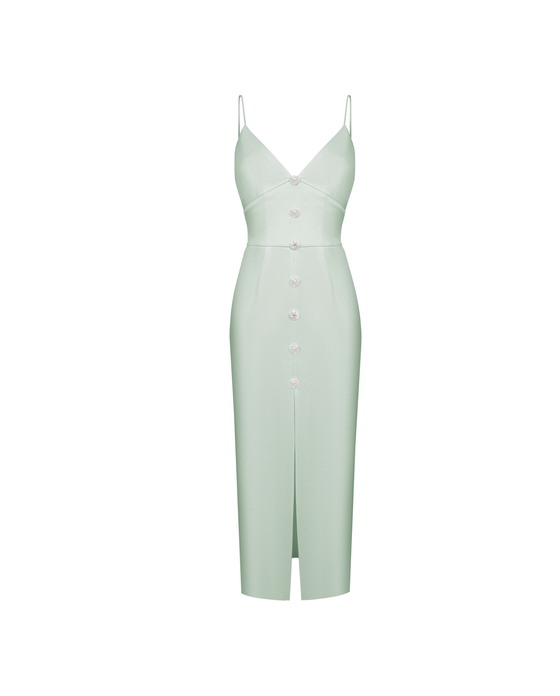 Платье миди из сатина с пуговицами