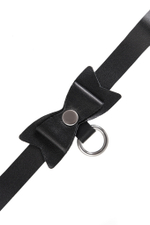 Чокер-ошейник с бабочкой и колечком натуральная кожа чёрный