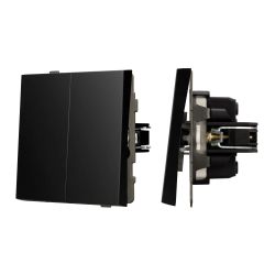 Механизм выключателя двухклавишный проходной SWT-TENDO-MKP2-PL-BK (230V, 10A) (Arlight, Черный) 054067