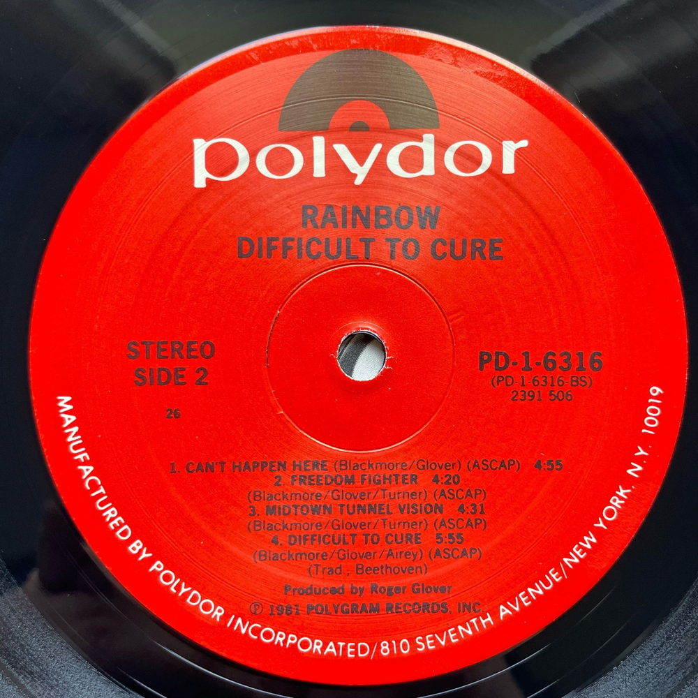 Винтажная виниловая пластинка LP Rainbow Difficult To Cure (США 1981)