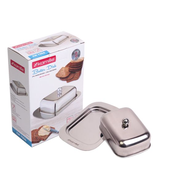 Масленка из нержавеющей стали Kamille KM 7006 с крышкой