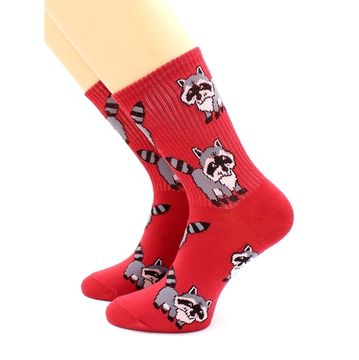 Носки с принтом "Крошка енот" красные Hobby Line