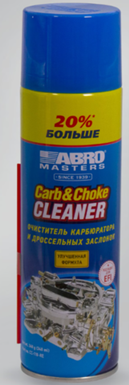 Очиститель карбюратора и дроссельных заслонок ABRO Masters (340 г+20%/12шт.) CC-110-RW
