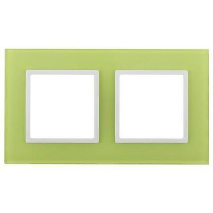 Рамка 2-м 14-5102-26 стекло Elegance лайм+бел. ЭРА Б0034498