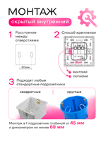 Розетка внутренняя двойная с заземлением черная