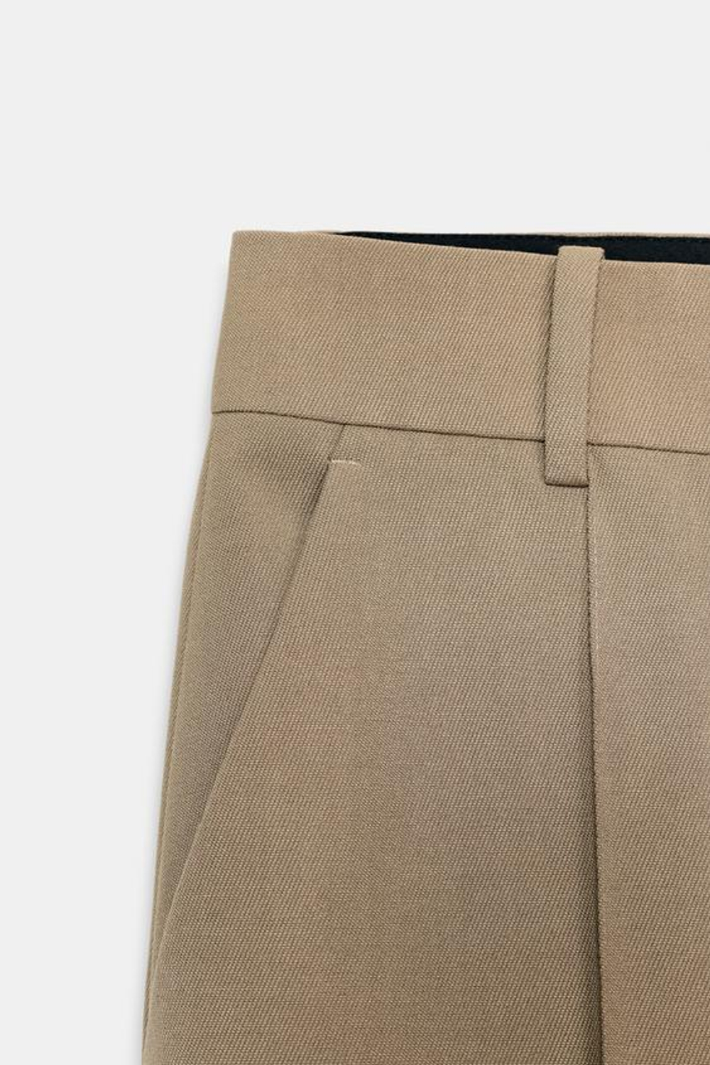 ZARA БРЮКИ MINIMAL WIDE LEG — ZW COLLECTION, СЕРО-КОРИЧНЕВЫЙ