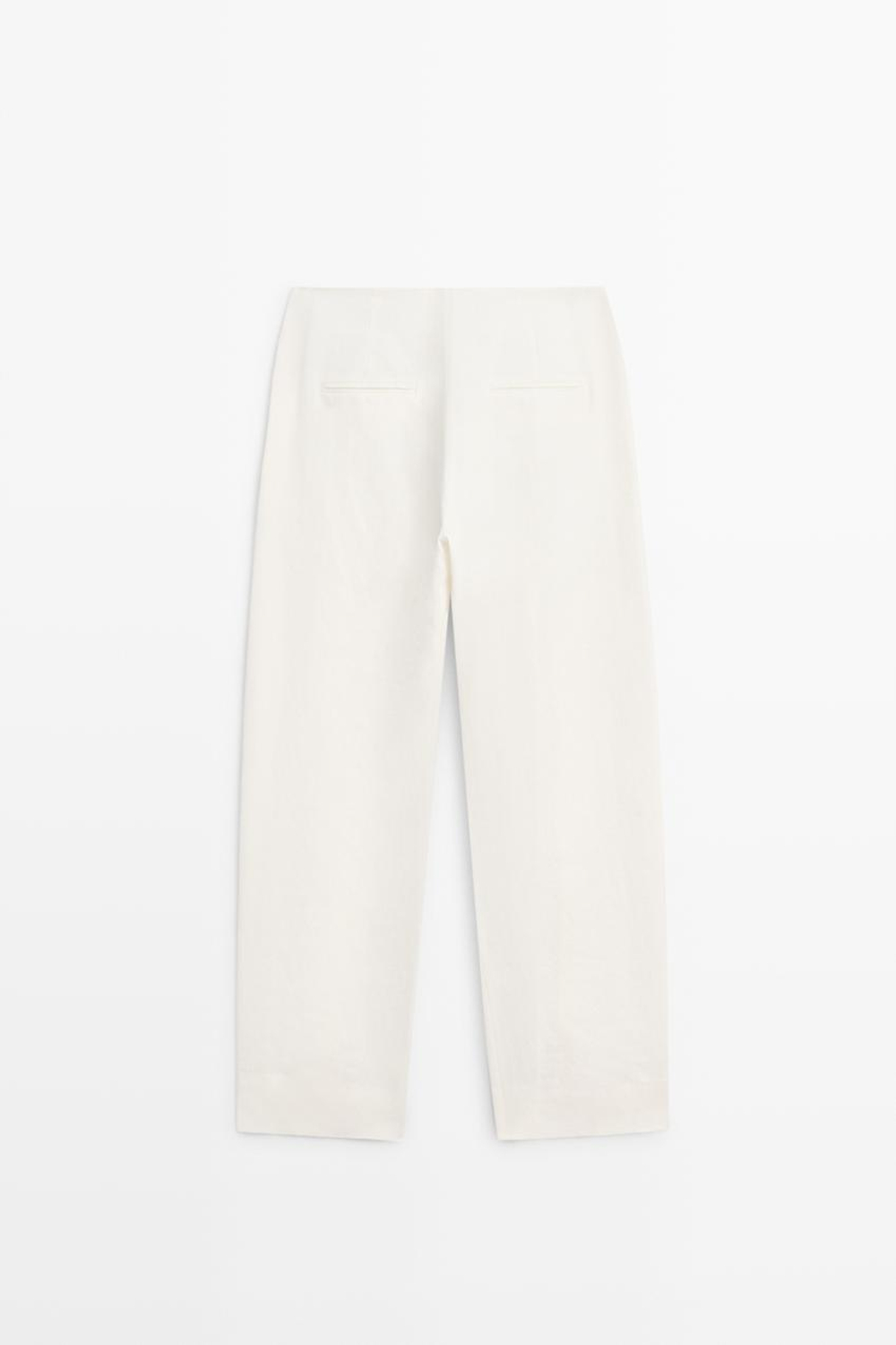 Massimo Dutti Льняные брюки с вытачками и манжетами, экрю