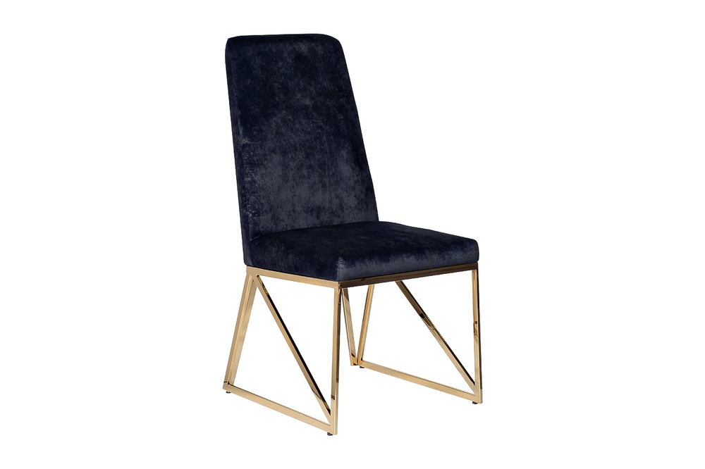 Стул Garda Decor велюр темно-синий, золото 49*65*99 см
