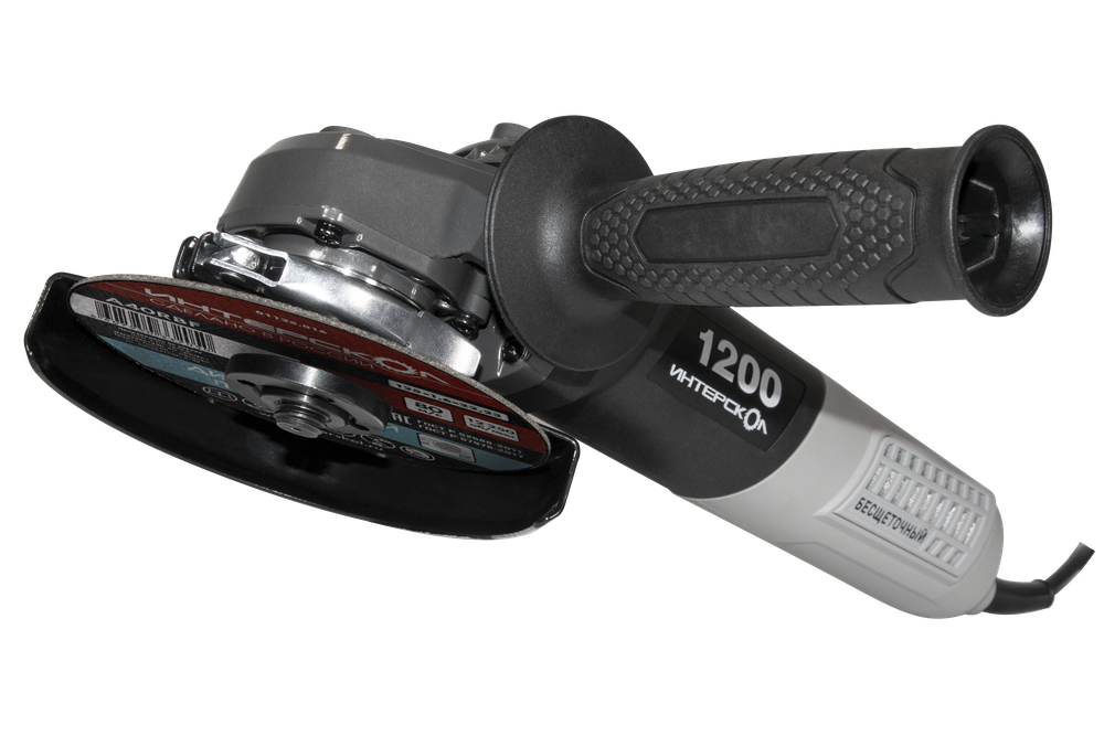 Профессиональная угловая шлифовальная машина ИНТЕРСКОЛ УШМВ-125/1200Э с бесщеточным (вентильным) электродвигателем