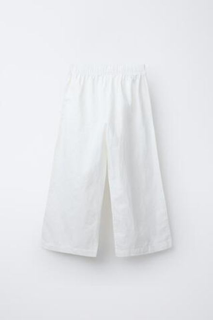 ZARA БРЮКИ ИЗ СМЕСОВОГО ЛЬНА С ШИРОКИМИ ШТАНИНАМИ, БЕЛЫЙ