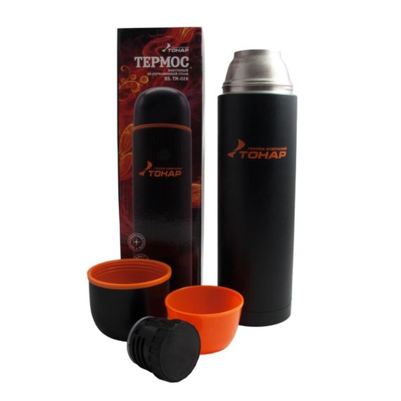 Термос TONAR 1200ML HS.TM-026  черный (дополн.пласт.чашка)