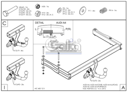 Фаркоп оцинкованный Galia A047C для Audi A4 B8 седан/универсал 2007-2015, Audi A4 Allroad 2009-, Audi A5 Sportback 2008-(паспорт и сертификат в комплекте)(без электрики)