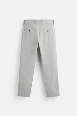 ZARA БРЮКИ КОМФОРТНОЙ ПОСАДКИ ИЗ РЕЛЬЕФНОЙ ТКАНИ, СВЕТЛО-СЕРЫЙ