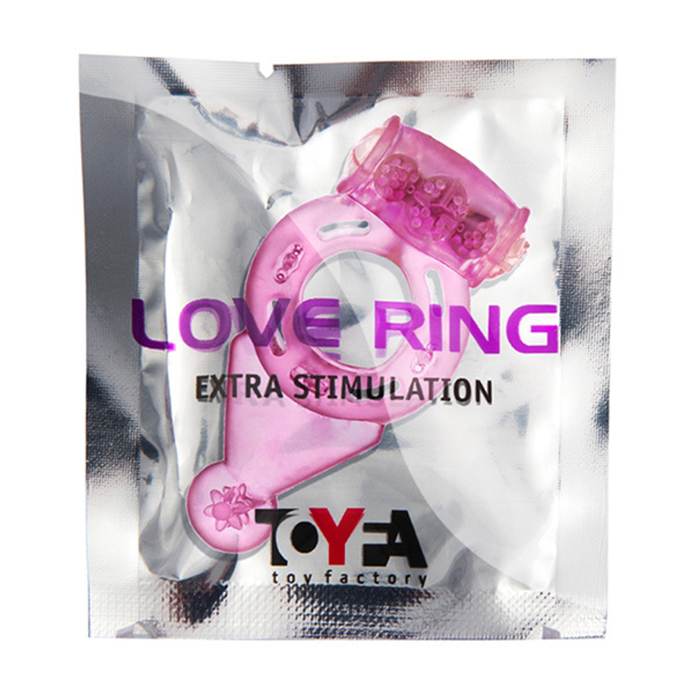 Розовое эрекционное виброкольцо 2см с хвостиком ToyFa Basic 818038-3