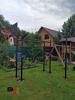 Монтаж уличной шведской стенки Sv Sport Рукоход (5 вертикальных столбов)