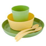 Набор детской посуды Lalababy Follow Me (тарелка, миска, стаканчик, 2 ложки) фисташковый пломбир