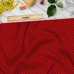 Ткань мембрана мелкий чёрный горох на красном