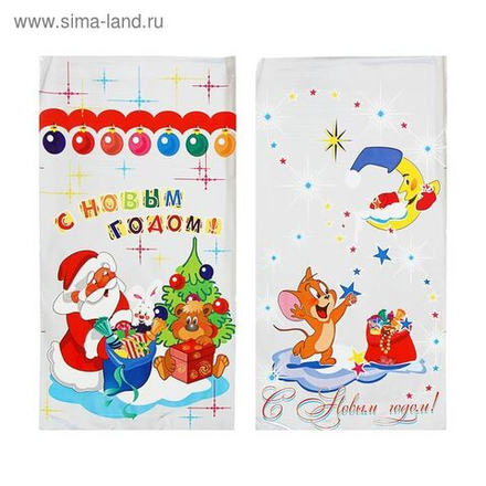 Пакет подарочный "Мороз и мышонок" 20 х 35 см, цветной металлизированный рисунок СЛ