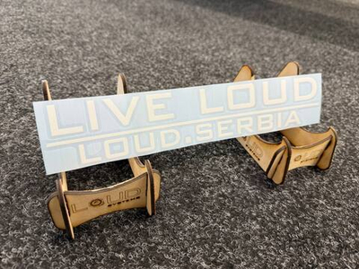 Nalepnica "Live Loud" (28cm x 5cm ; Bela boja)