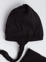 Шапка и снуд для девочки с ушками на завязках