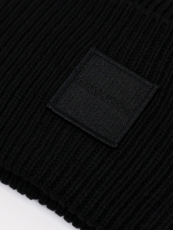 Шапка Calvin Klein Ribbed Monogram Logo Badge Black