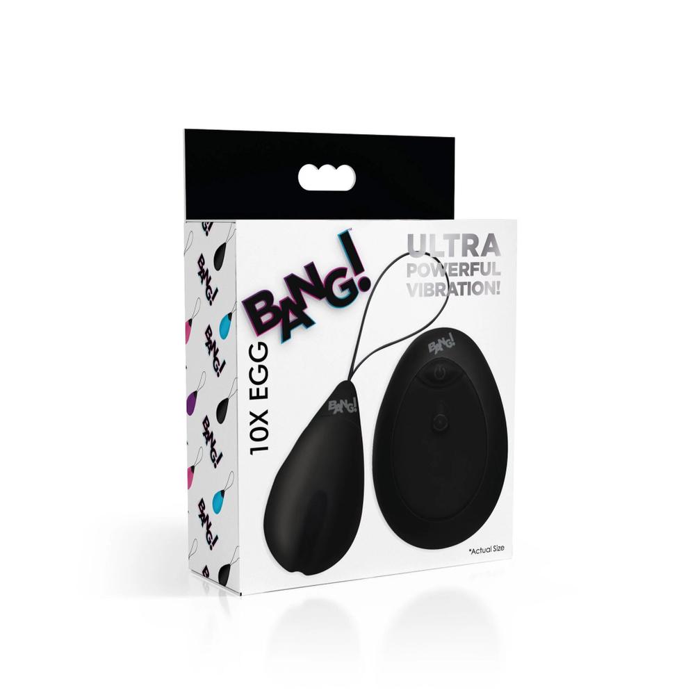 Черное виброяйцо с пультом ДУ 10X Silicone Vibrating Egg (Цвет: черный)
