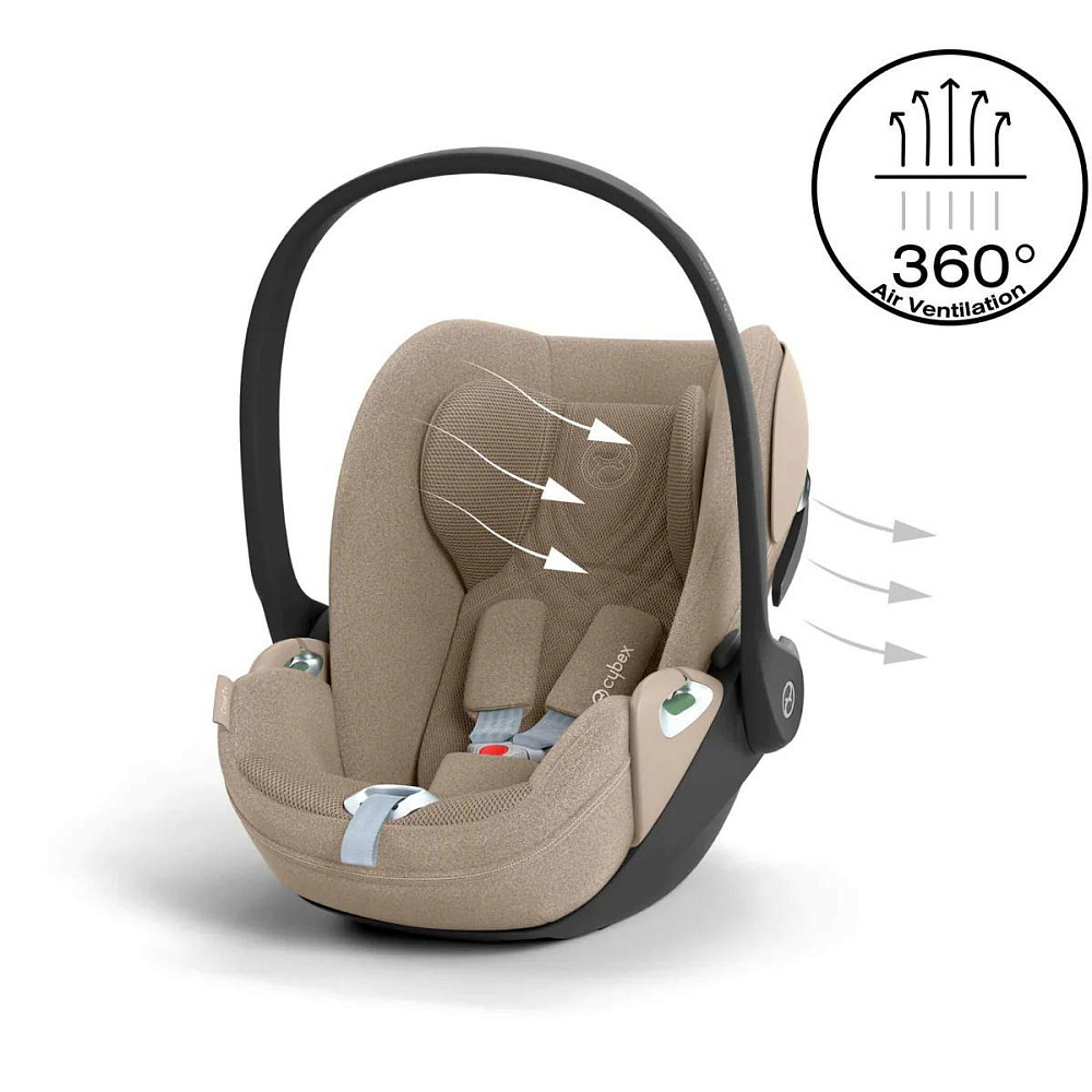 Коляска 3 в 1 Cybex Priam IV Rosegold complete и автокресло Cloud T i-Size Cozy Beige Plus Sepia Black