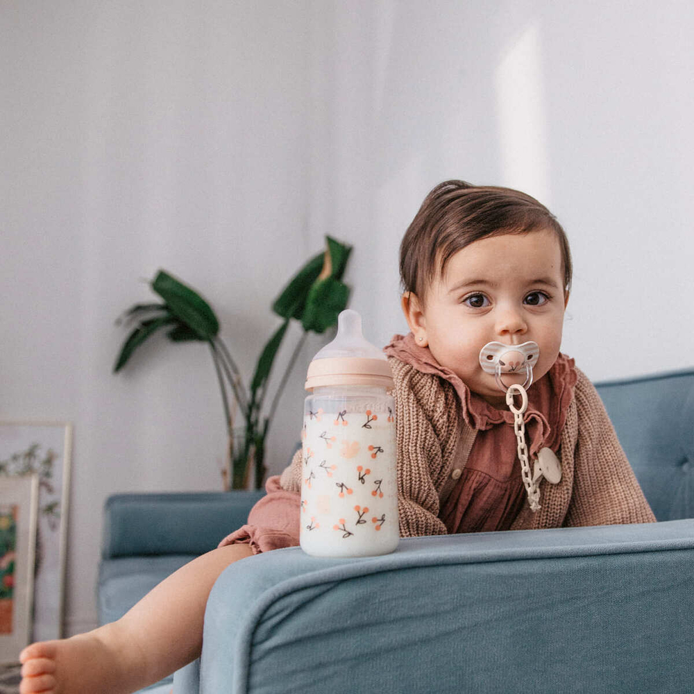 Бутылочка для кормления Suavinex Birdies 270 мл, розовая, 3 мес+